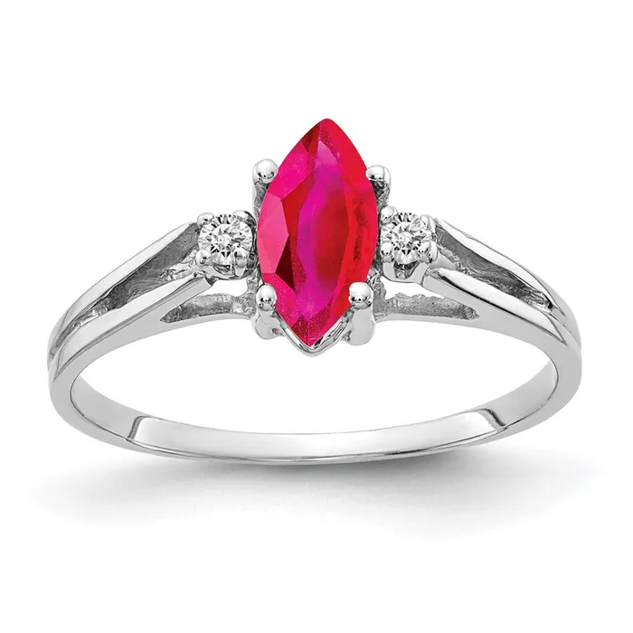 Goldiacom 14k White Gold 8x4mm Marquise Ruby A Real Diamond ring Rings Goldiacom 14k White Gold 8x4mm Marquise Ruby A Real Diamond ring Rings
