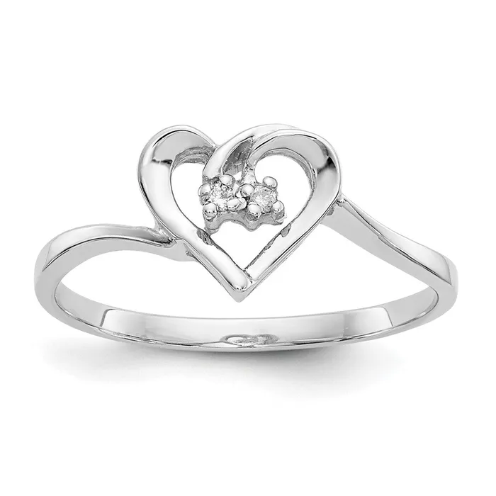 Goldiacom 14k White Gold A Real Diamond heart ring Rings