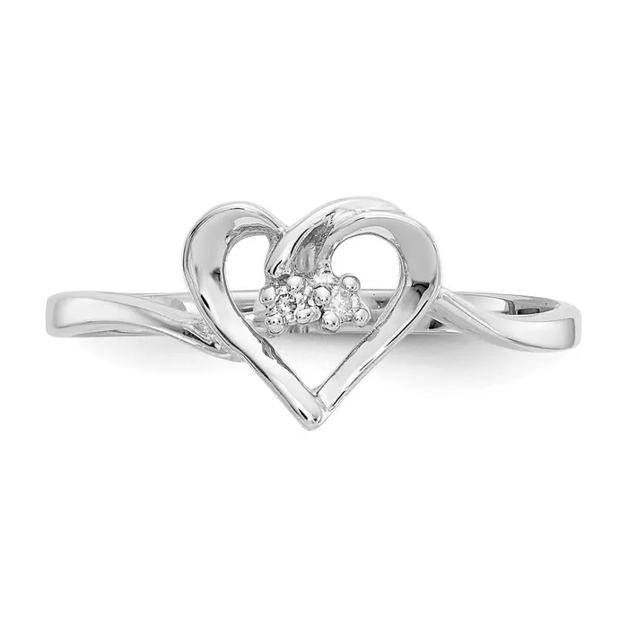 Goldiacom 14k White Gold A Real Diamond heart ring Rings
