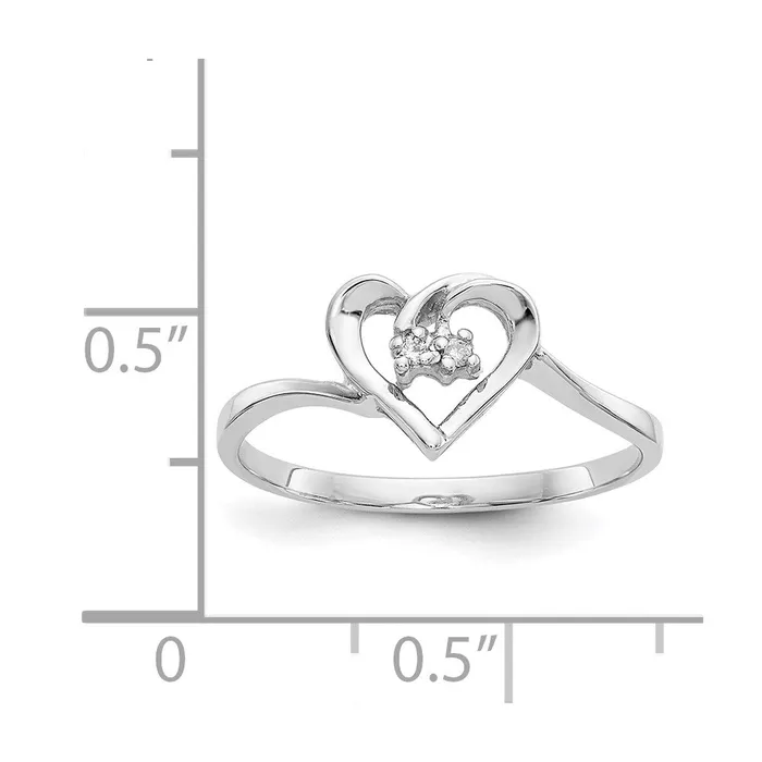 Goldiacom 14k White Gold A Real Diamond heart ring Rings