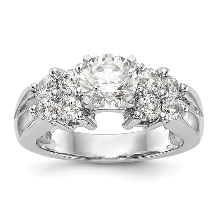 Goldiacom 14K White Gold Diamond Peg Set Engagement Ring Rings