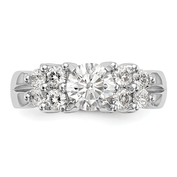 Goldiacom 14K White Gold Diamond Peg Set Engagement Ring Rings