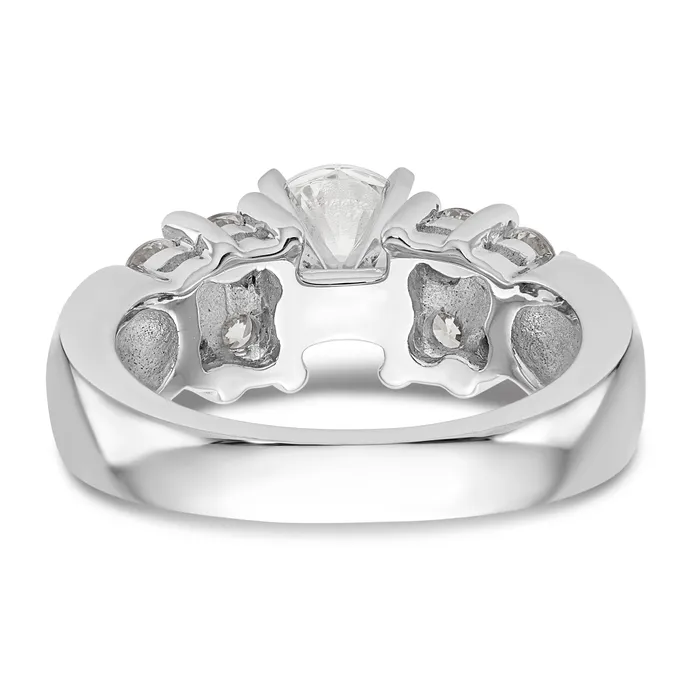 Goldiacom 14K White Gold Diamond Peg Set Engagement Ring Rings