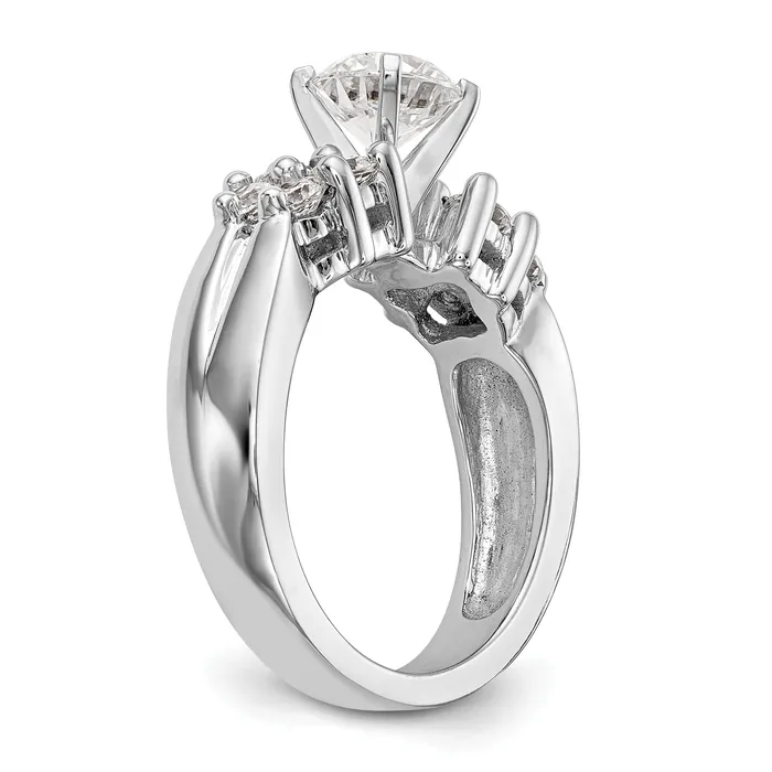 Goldiacom 14K White Gold Diamond Peg Set Engagement Ring Rings