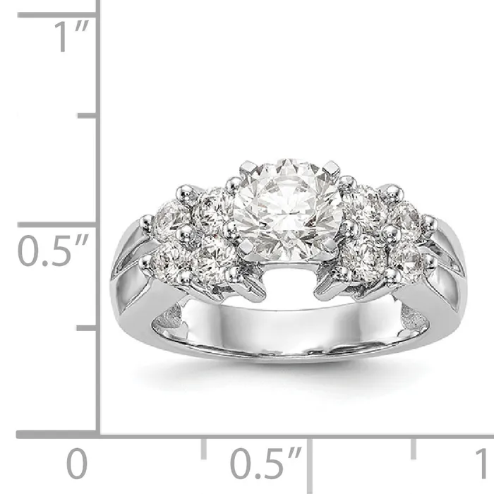 Goldiacom 14K White Gold Diamond Peg Set Engagement Ring Rings