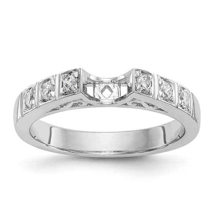 Goldiacom 14K White Gold Diamond Peg Set Engagement Ring Rings