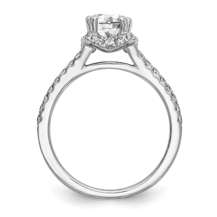 Goldiacom 14K White Gold Round Simulated Diamond Halo Engagement Ring Rings