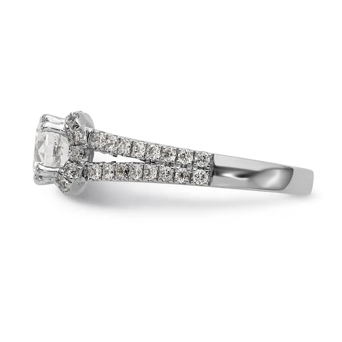 Goldiacom 14K White Gold Round Simulated Diamond Halo Engagement Ring Rings