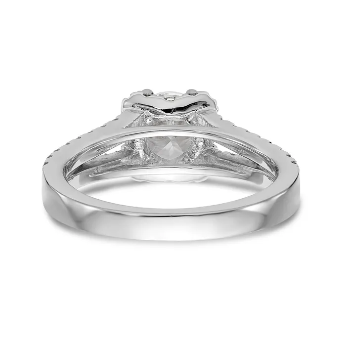 Goldiacom 14K White Gold Round Simulated Diamond Halo Engagement Ring Rings