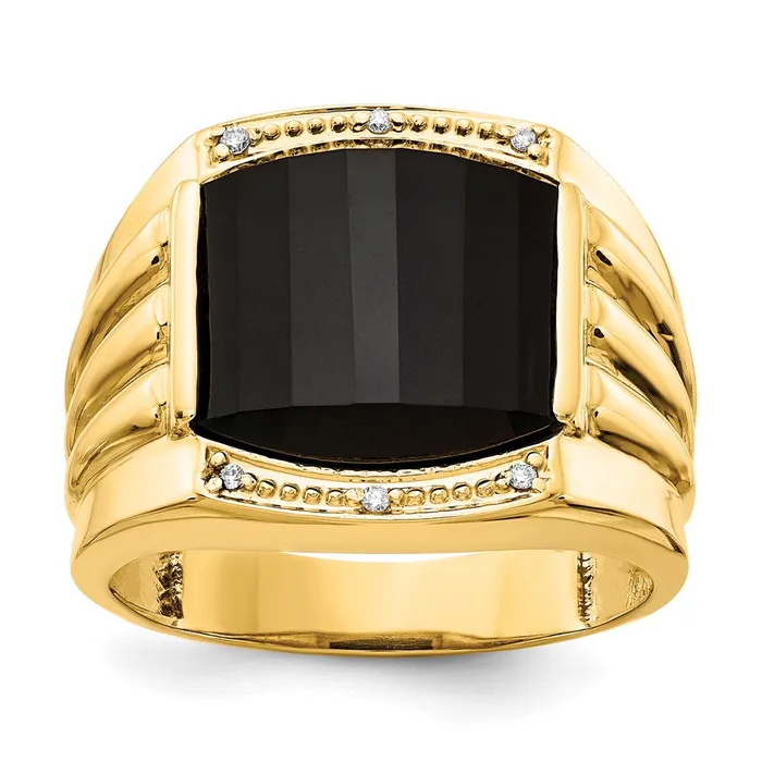 Goldiacom 14K Yellow Gold AA Real Diamond mens ring Rings