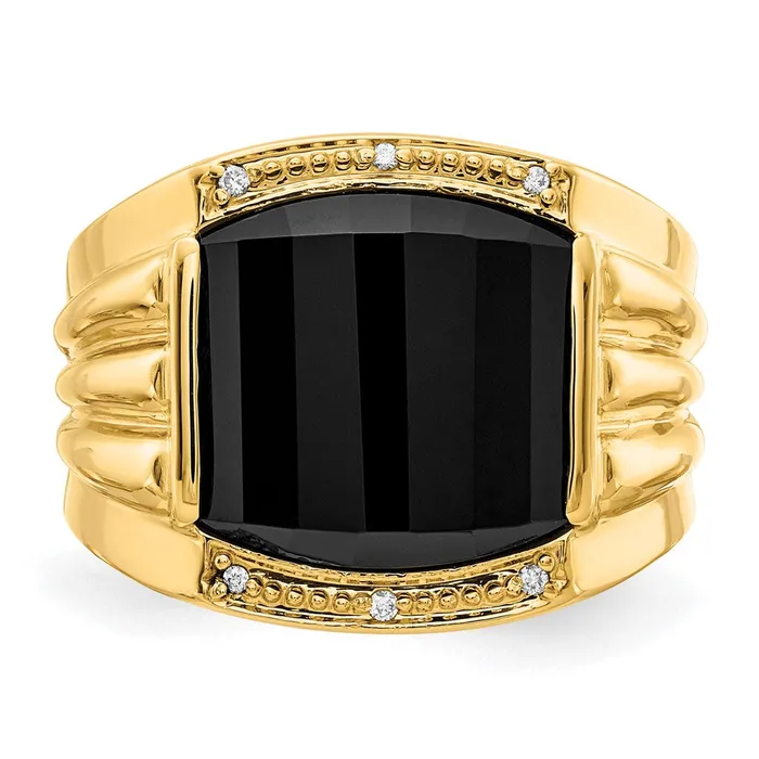 Goldiacom 14K Yellow Gold AA Real Diamond mens ring Rings