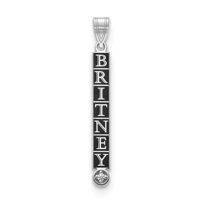 Goldiacom Charm Necklaces 10kw Stacked Epoxied Name Charm with Diamond