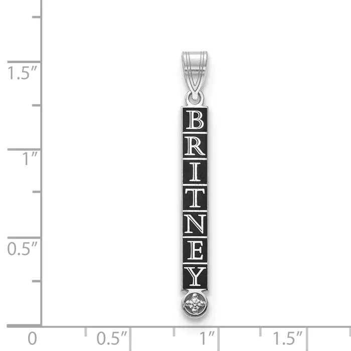 Goldiacom Charm Necklaces 10kw Stacked Epoxied Name Charm with Diamond
