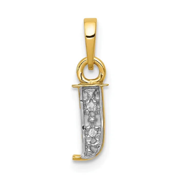 Goldiacom Charm Necklaces 14k and Rhodium Polished 01ct Diamond Initial J Charm Goldiacom Charm Necklaces 14k and Rhodium Polished 01ct Diamond Initial J Charm