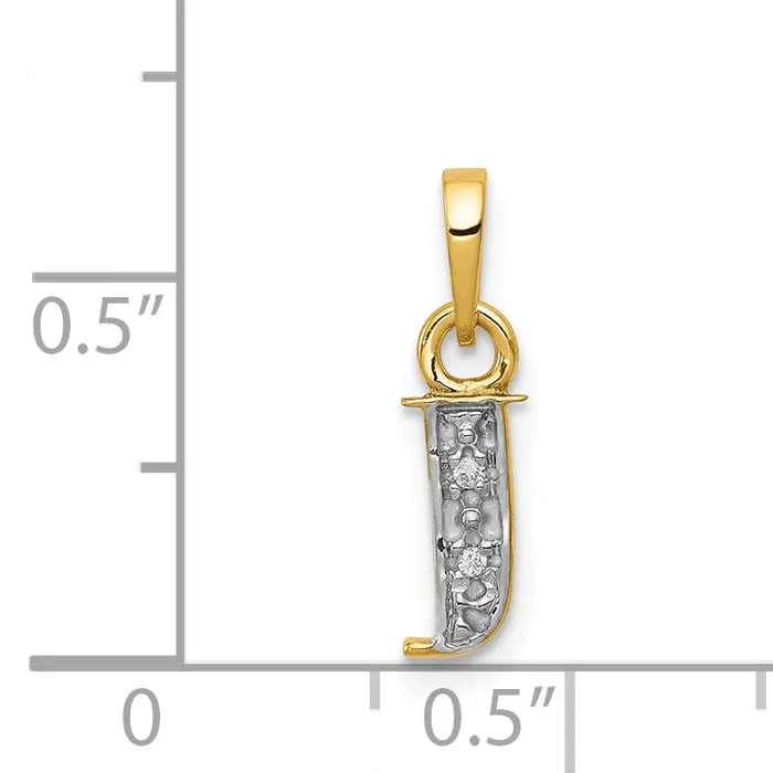 Goldiacom Charm Necklaces 14k and Rhodium Polished 01ct Diamond Initial J Charm
