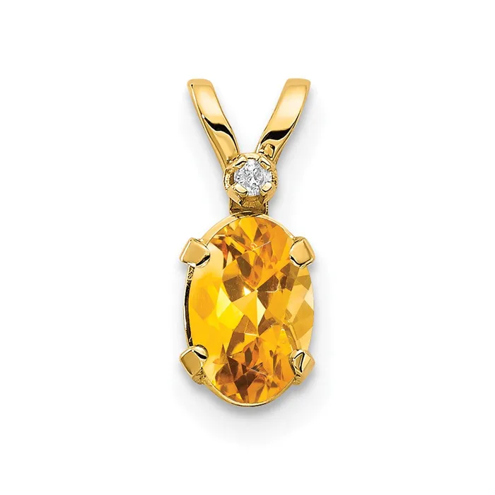 Goldiacom Necklaces 14k Diamond and Citrine Birthstone Pendant
