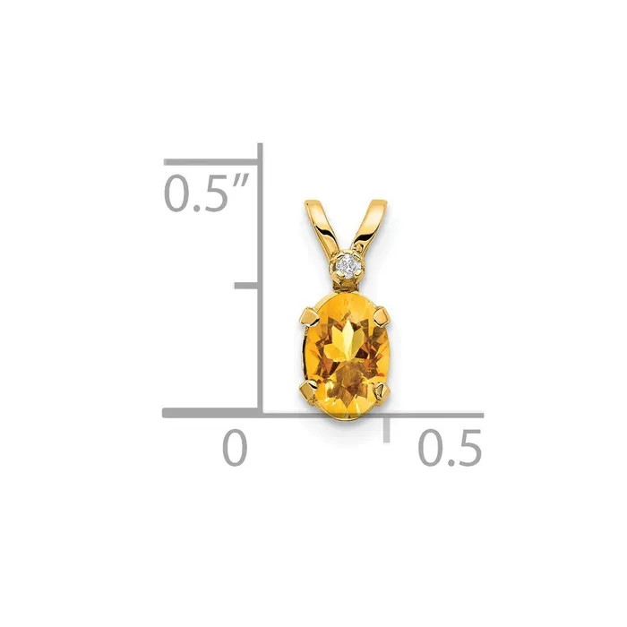 Goldiacom Necklaces 14k Diamond and Citrine Birthstone Pendant