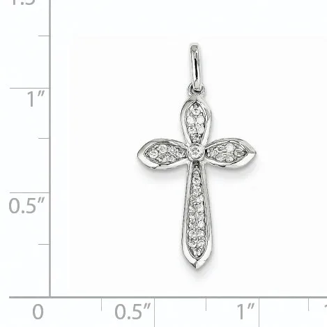 Goldiacom Necklaces 14K White Gold Diamond Cross Pendant