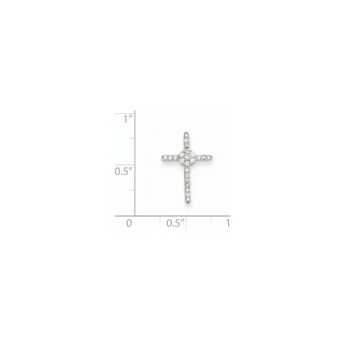 Goldiacom Necklaces 14k White Gold Diamond Cross Pendant Slide