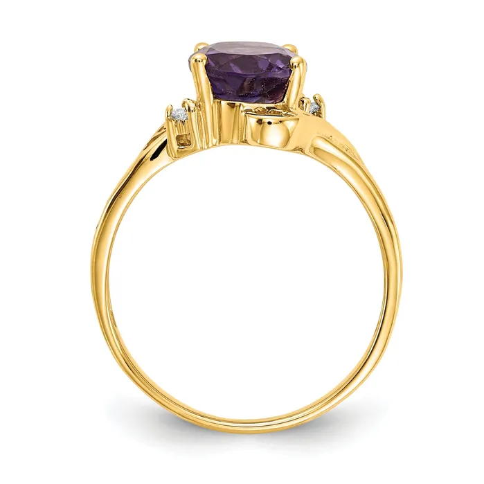Goldiacom Rings 14k 9x7mm Oval Amethyst Checker VS Diamond ring