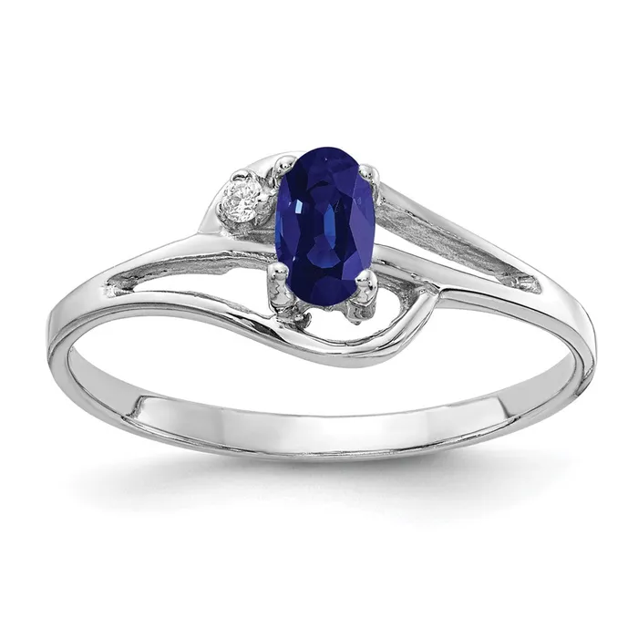Goldiacom Rings 14k White Gold 5x3mm Oval Sapphire A Real Diamond ring