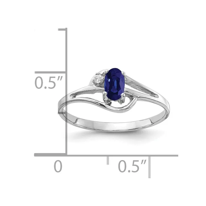 Goldiacom Rings 14k White Gold 5x3mm Oval Sapphire A Real Diamond ring