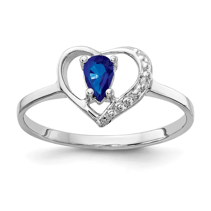 Goldiacom Rings 14k White Gold 5x3mm Pear Sapphire A Real Diamond ring