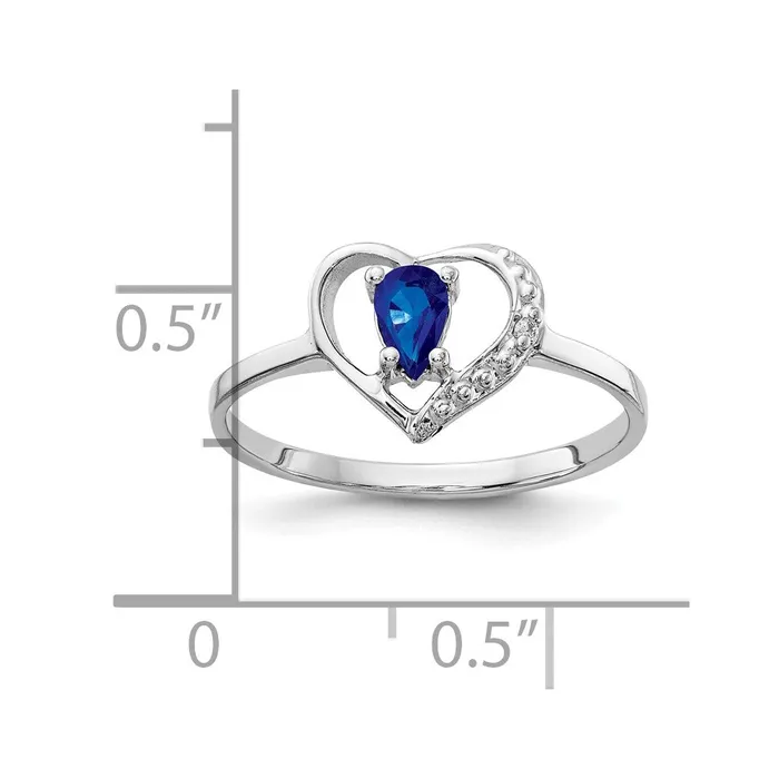 Goldiacom Rings 14k White Gold 5x3mm Pear Sapphire A Real Diamond ring