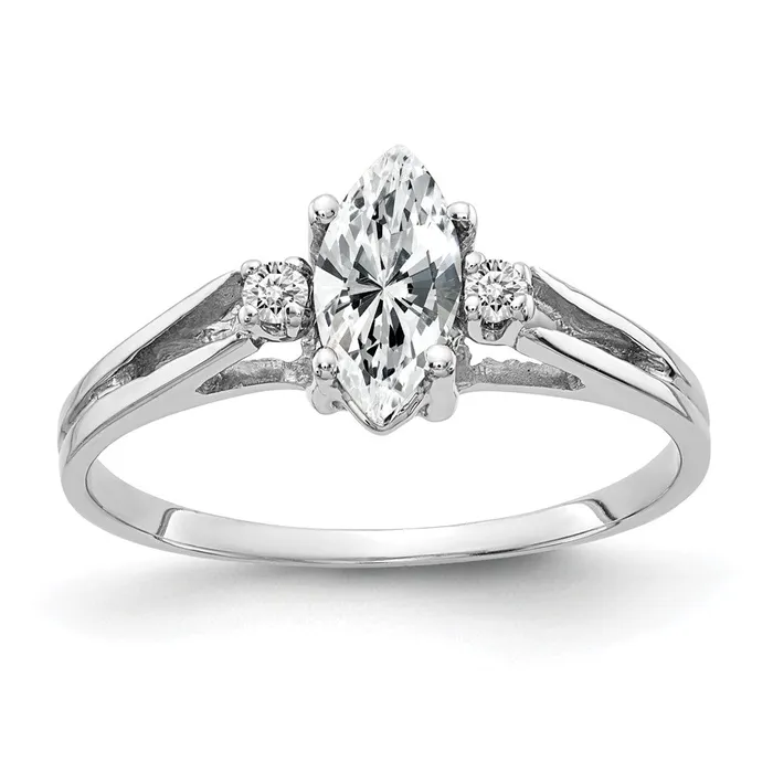 Goldiacom Rings 14k White Gold 8x4mm Marquise Cubic Zirconia AAA Real Diamond ring Goldiacom Rings 14k White Gold 8x4mm Marquise Cubic Zirconia AAA Real Diamond ring