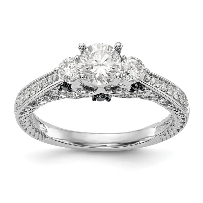 Goldiacom Rings 14K White Gold Blue and White Simulated Diamond Engagement Ring Goldiacom Rings 14K White Gold Blue and White Simulated Diamond Engagement Ring