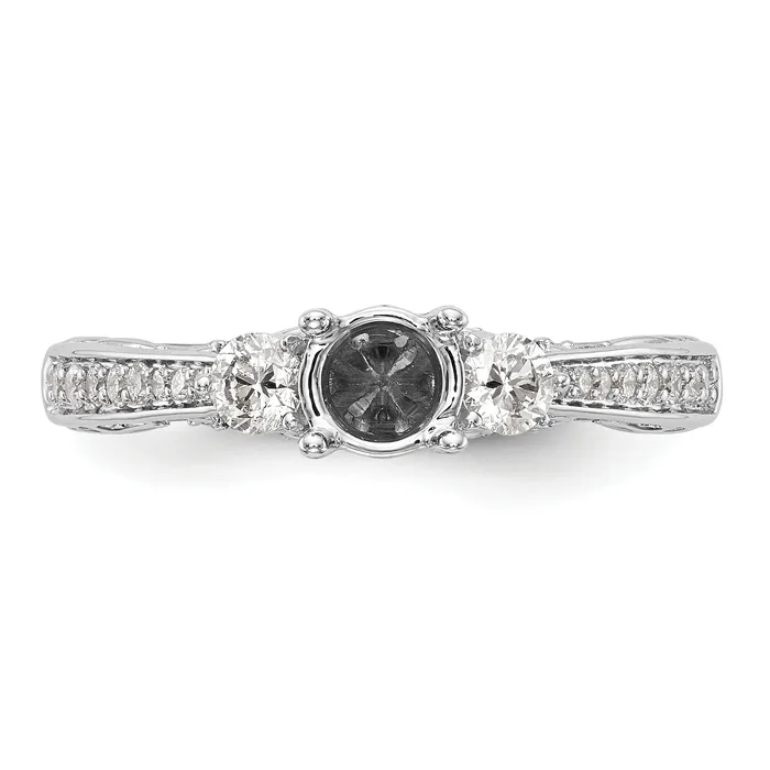 Goldiacom Rings 14K White Gold Blue and White Simulated Diamond Engagement Ring
