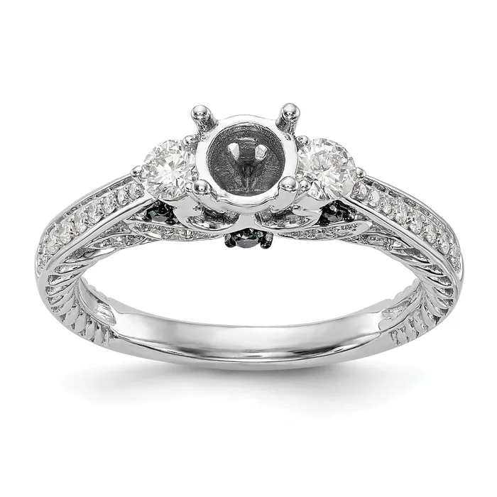 Goldiacom Rings 14K White Gold Blue and White Simulated Diamond Engagement Ring