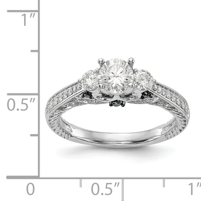 Goldiacom Rings 14K White Gold Blue and White Simulated Diamond Engagement Ring