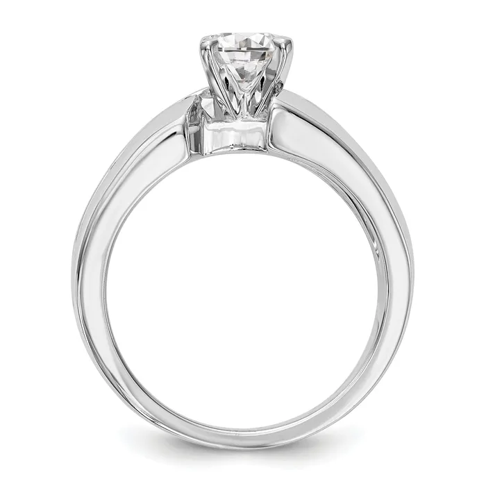 Goldiacom Rings 14k White Gold Peg Set Simulated Diamond By Pass Engagement Ring