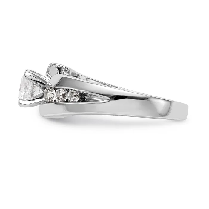 Goldiacom Rings 14k White Gold Peg Set Simulated Diamond By Pass Engagement Ring