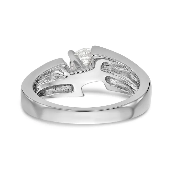 Goldiacom Rings 14k White Gold Peg Set Simulated Diamond By Pass Engagement Ring
