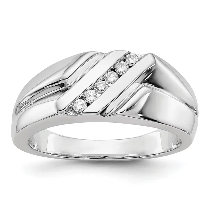Goldiacom Rings 14k White Gold Real Diamond Mens Ring