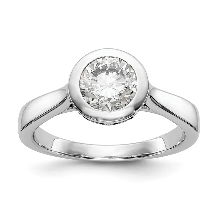 Goldiacom Rings 14k White Gold Round Bezel Set Simulated Diamond Engagement Ring Goldiacom Rings 14k White Gold Round Bezel Set Simulated Diamond Engagement Ring