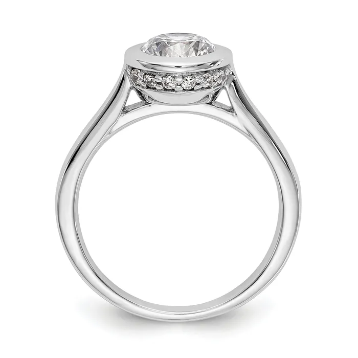Goldiacom Rings 14k White Gold Round Bezel Set Simulated Diamond Engagement Ring Goldiacom Rings 14k White Gold Round Bezel Set Simulated Diamond Engagement Ring