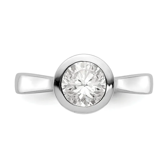 Goldiacom Rings 14k White Gold Round Bezel Set Simulated Diamond Engagement Ring Goldiacom Rings 14k White Gold Round Bezel Set Simulated Diamond Engagement Ring