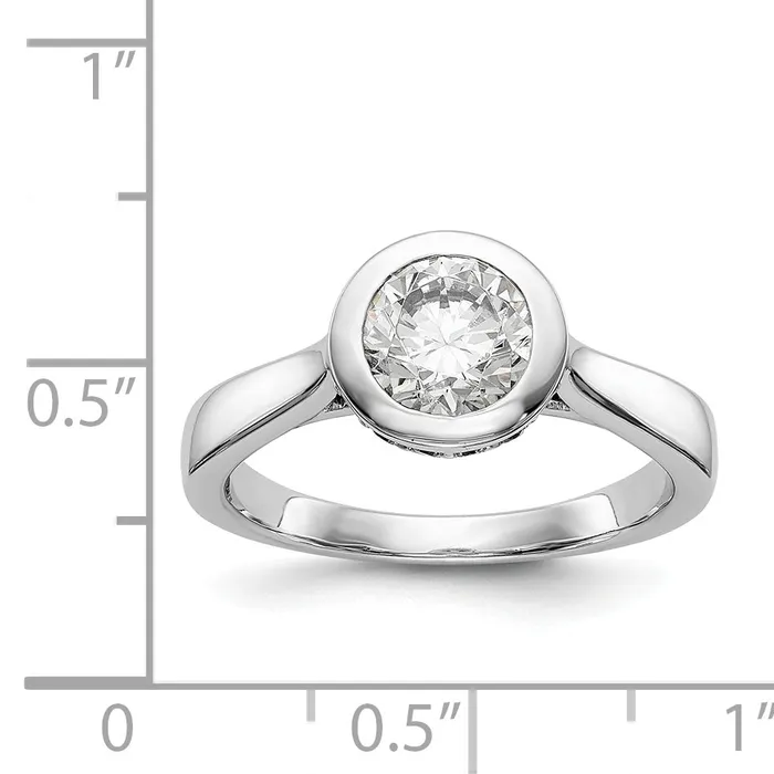 Goldiacom Rings 14k White Gold Round Bezel Set Simulated Diamond Engagement Ring Goldiacom Rings 14k White Gold Round Bezel Set Simulated Diamond Engagement Ring