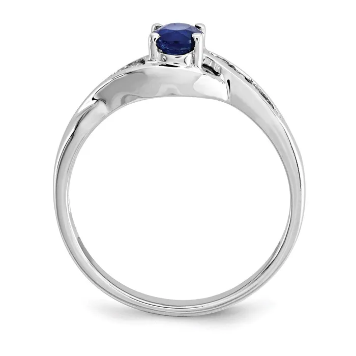 Goldiacom Rings 14k White Gold Sapphire Real Diamond Ring