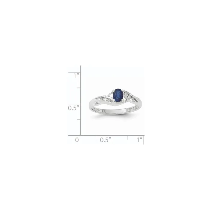 Goldiacom Rings 14k White Gold Sapphire Real Diamond Ring