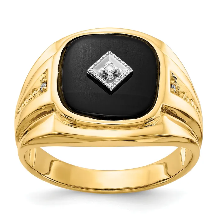 Goldiacom Rings 14K Yellow Gold AAA Real Diamond Mens Ring Heavier Option Goldiacom Rings 14K Yellow Gold AAA Real Diamond Mens Ring Heavier Option