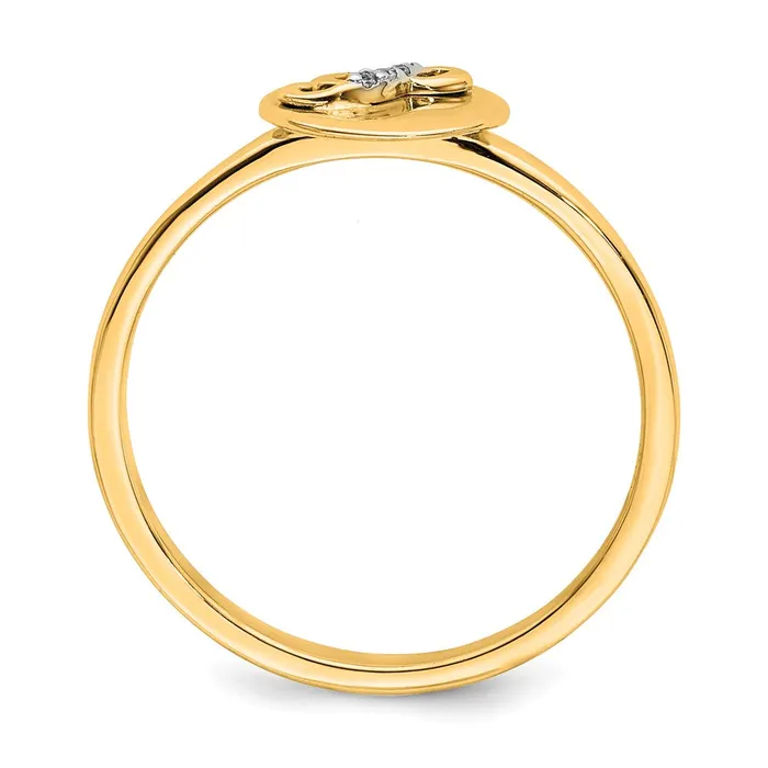 Goldiacom Rings 14k Yellow Gold Real Diamond Initial P Ring