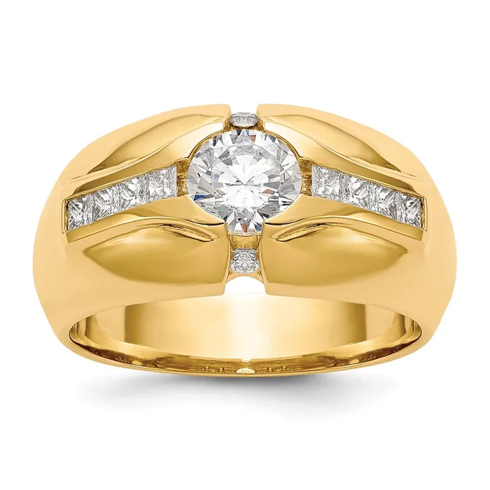 Goldiacom Rings 14K Yellow Gold Real Diamond Mens Semi Mount Band
