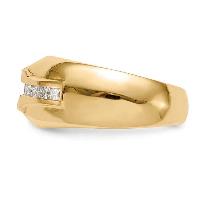 Goldiacom Rings 14K Yellow Gold Real Diamond Mens Semi Mount Band