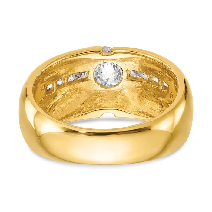 Goldiacom Rings 14K Yellow Gold Real Diamond Mens Semi Mount Band