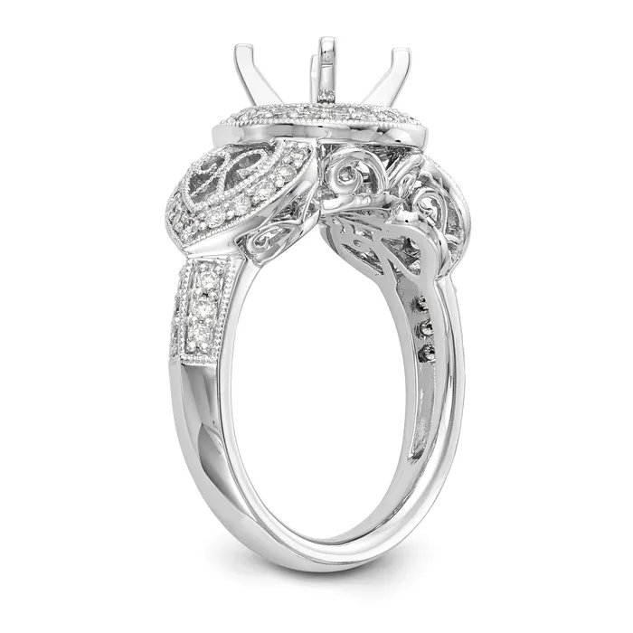 Goldiacom Rings 14KW Peg Set Simulated Diamond Round Halo Engagement Ring