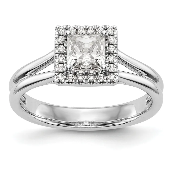 Goldiacom Rings 14kw Princess Halo Simulated Diamond Split Shank Engagement Ring Goldiacom Rings 14kw Princess Halo Simulated Diamond Split Shank Engagement Ring